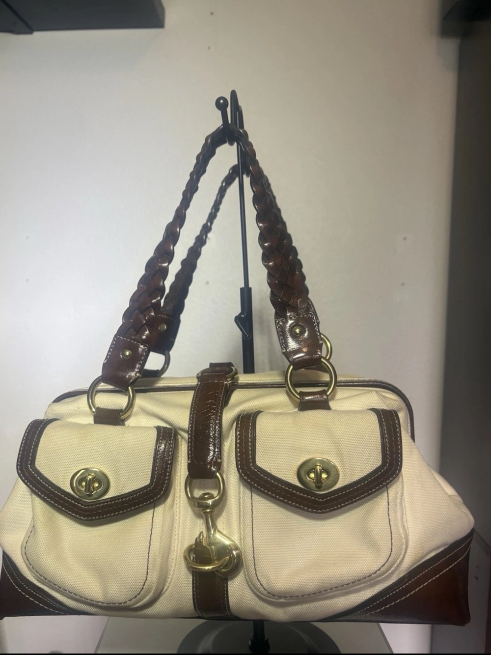 Vintage Coach Legacy Daphne Doctor Satchel Brown/white Leather Handbag